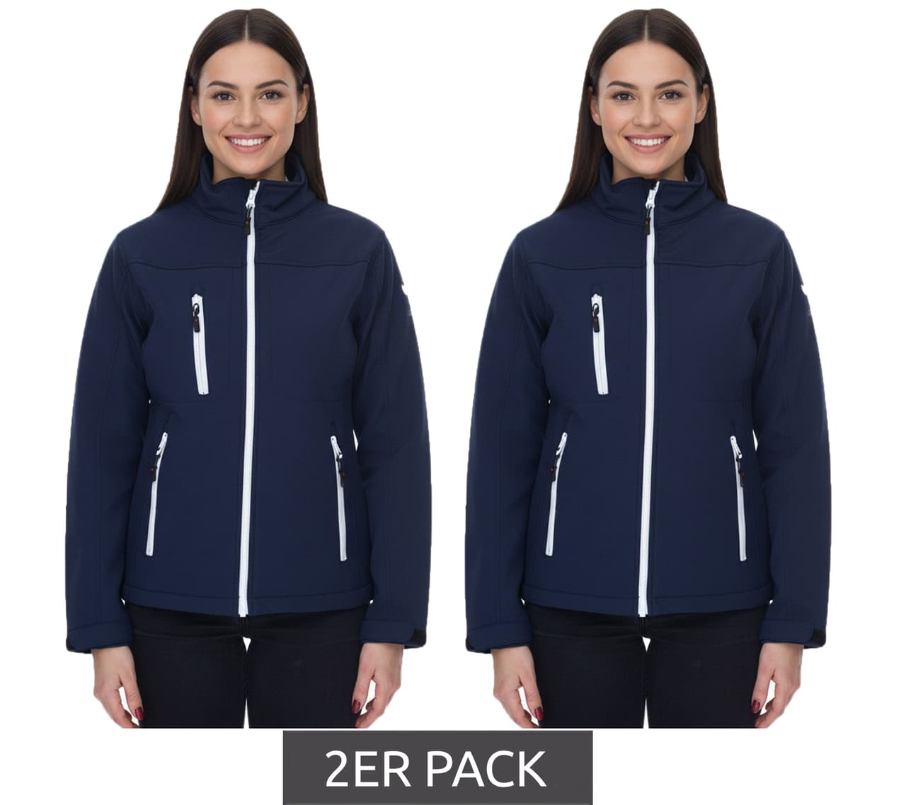Santino Pack económico de 2: Chaqueta Softshell Repelente al Agua para Mujer, Chaqueta de Exterior, Chaqueta de Uso Diario, Azul