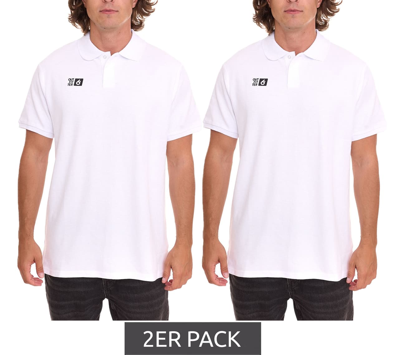 Outfitter Pack de 2 polos de hombre OCEAN FABRICS cómoda camisa de verano blanco