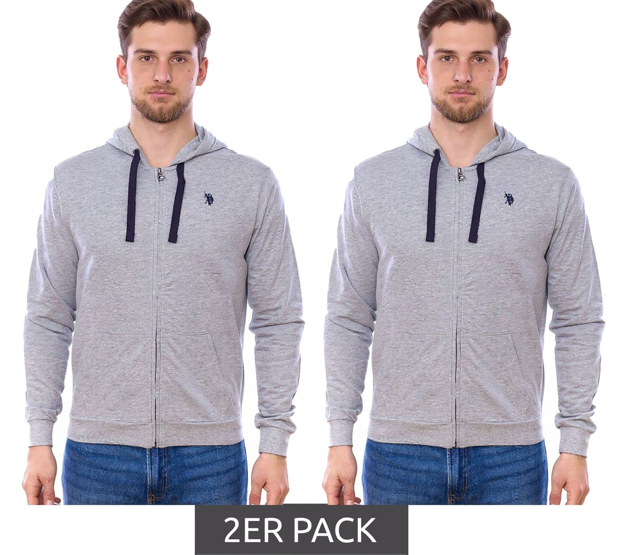 U.S. POLO ASSN. Sudadera con capucha para hombre, jersey de algodón, Gris