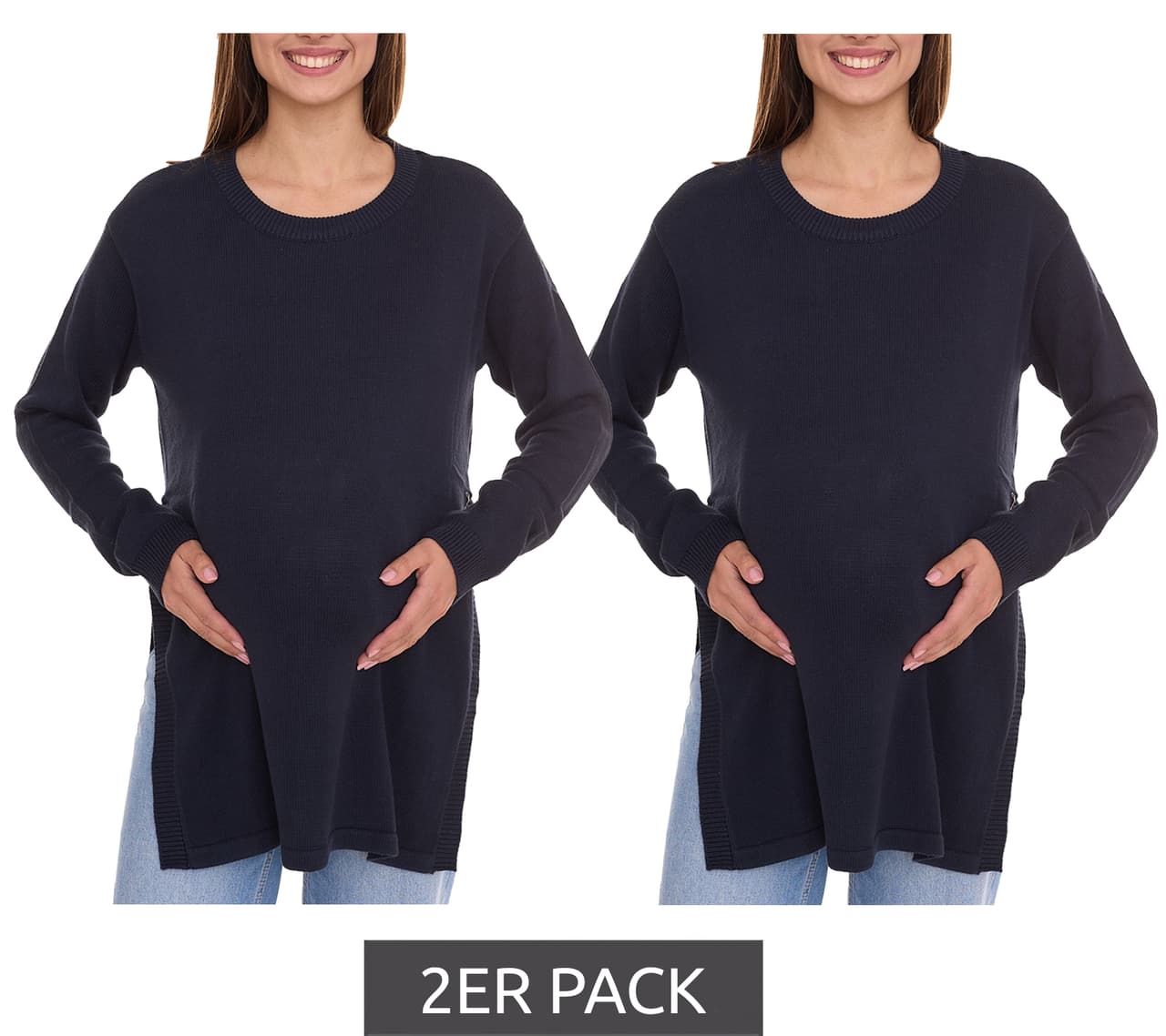 neun 9 monate Paquete de 2 suéteres de punto para mujer de nueve 9 meses ropa de maternidad suéter para embarazo azul oscuro
