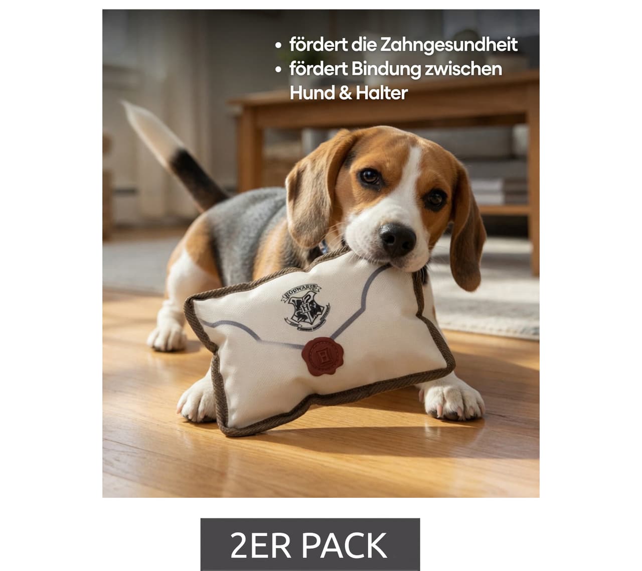 Harry Potter Pack de 2 juguetes masticables de para perros, diseño de letras estilo cuaderno, 15x5x20 cm, blanco