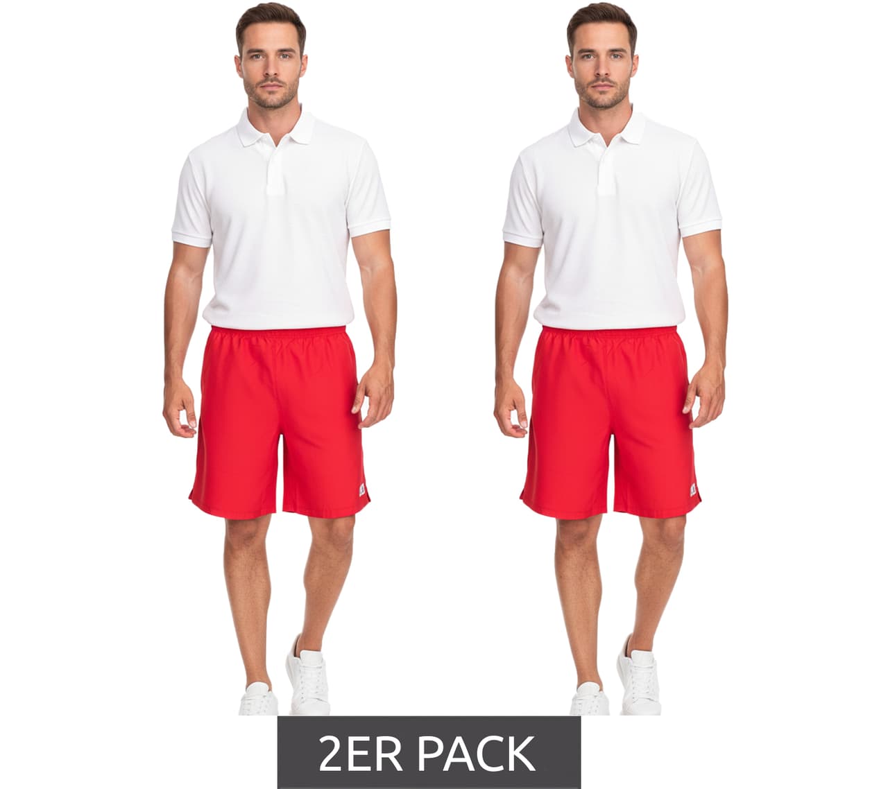 Outfitter Pack de 2 pantalones cortos de entrenamiento OCEAN FABRICS para hombre, pantalones deportivos sostenibles Tahi Match Rojo