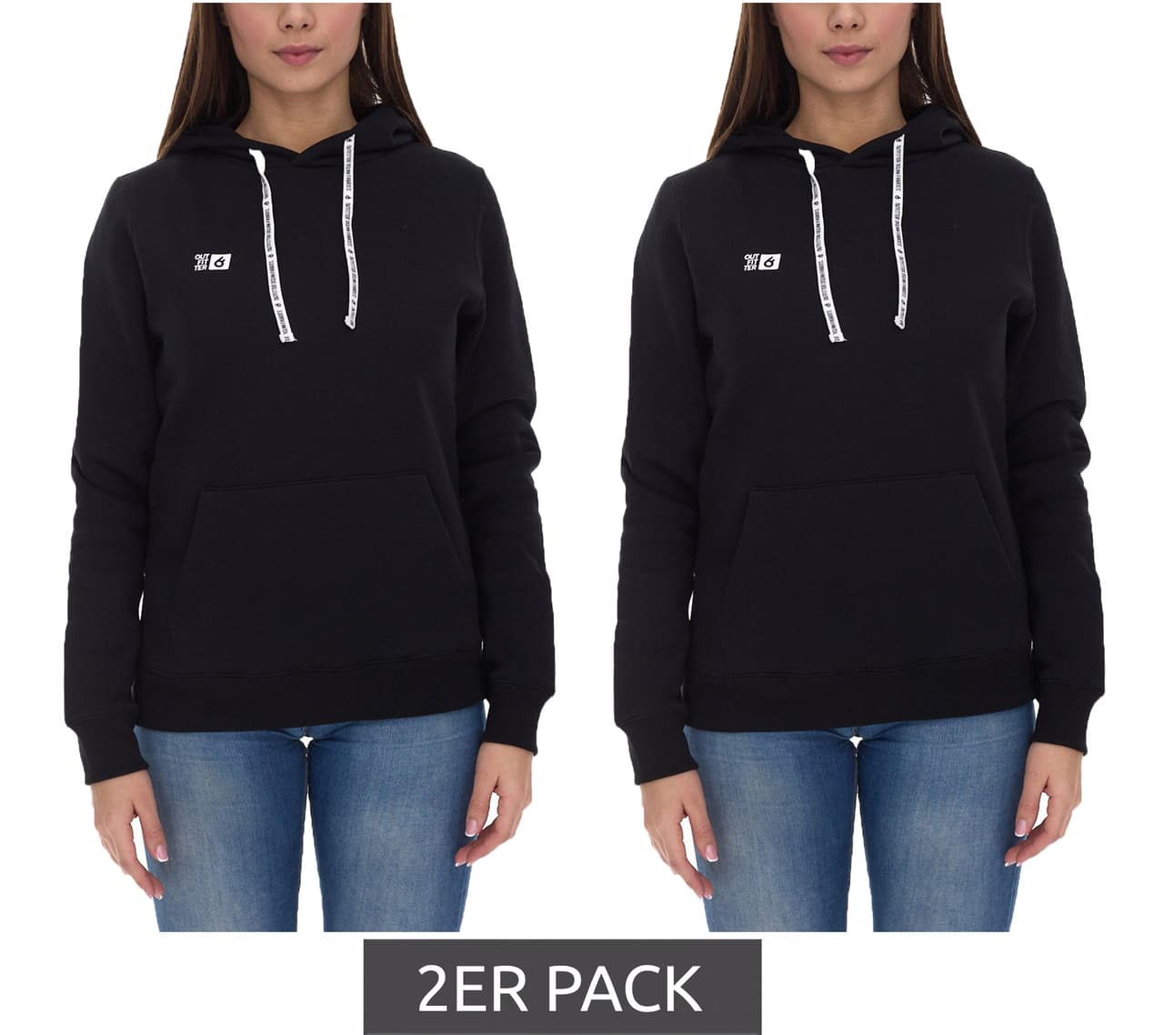 Outfitter Sudadera con capucha tailandesa para mujer de Ocean Fabrics, estilo básico sostenible, OUT-W-1003-OTW-03, negra