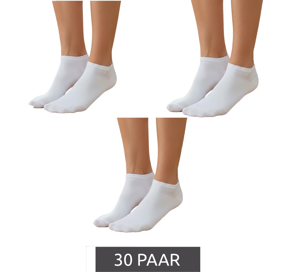 O46DM (MB 7) 30 pares de calcetines deportivos para mujer, deniers, opacos y cálidos, de algodón, blancos
