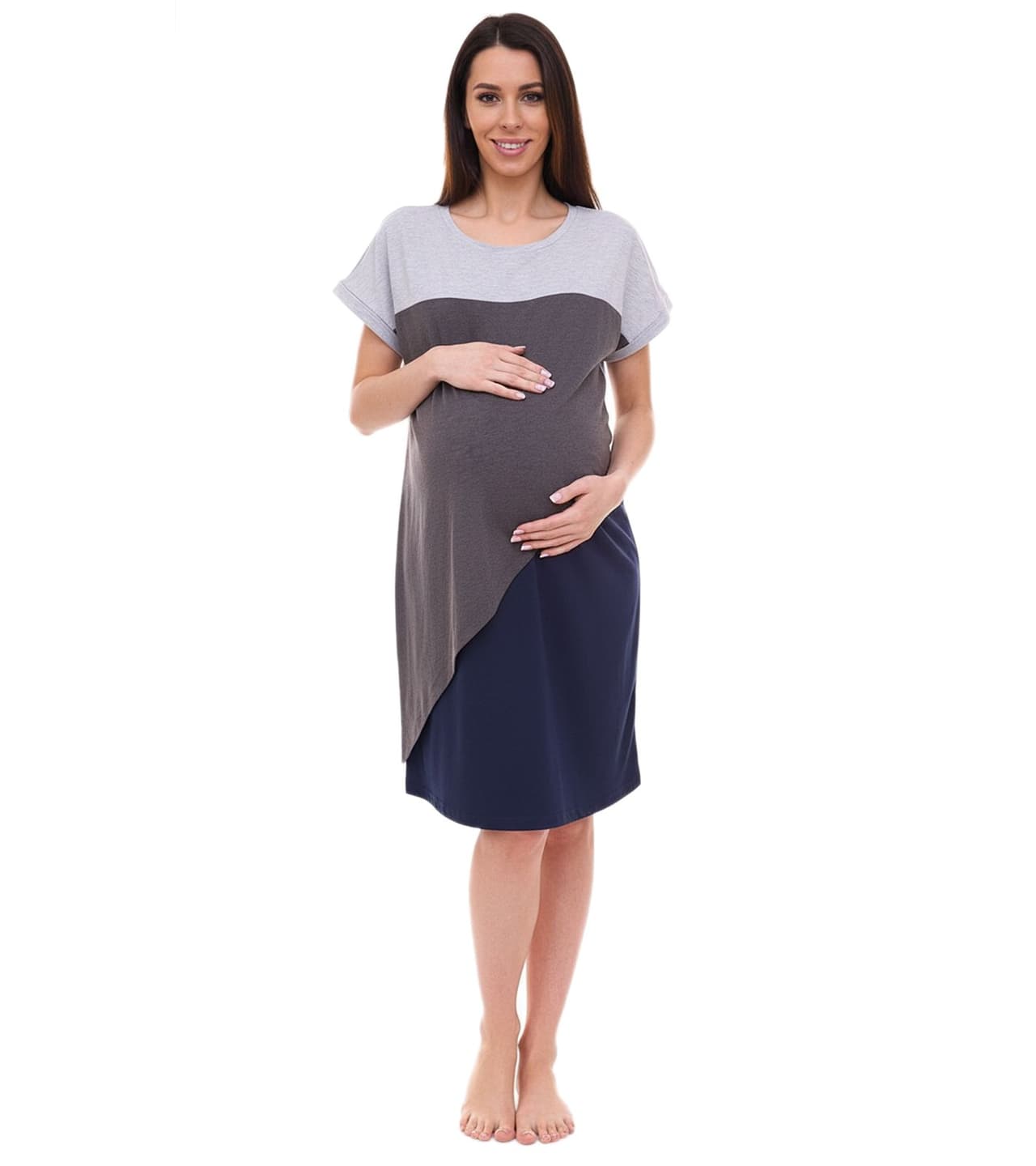 neun 9 monate vestido premamá de nueve meses para mujer vestido de embarazo asimétrico gris/azul