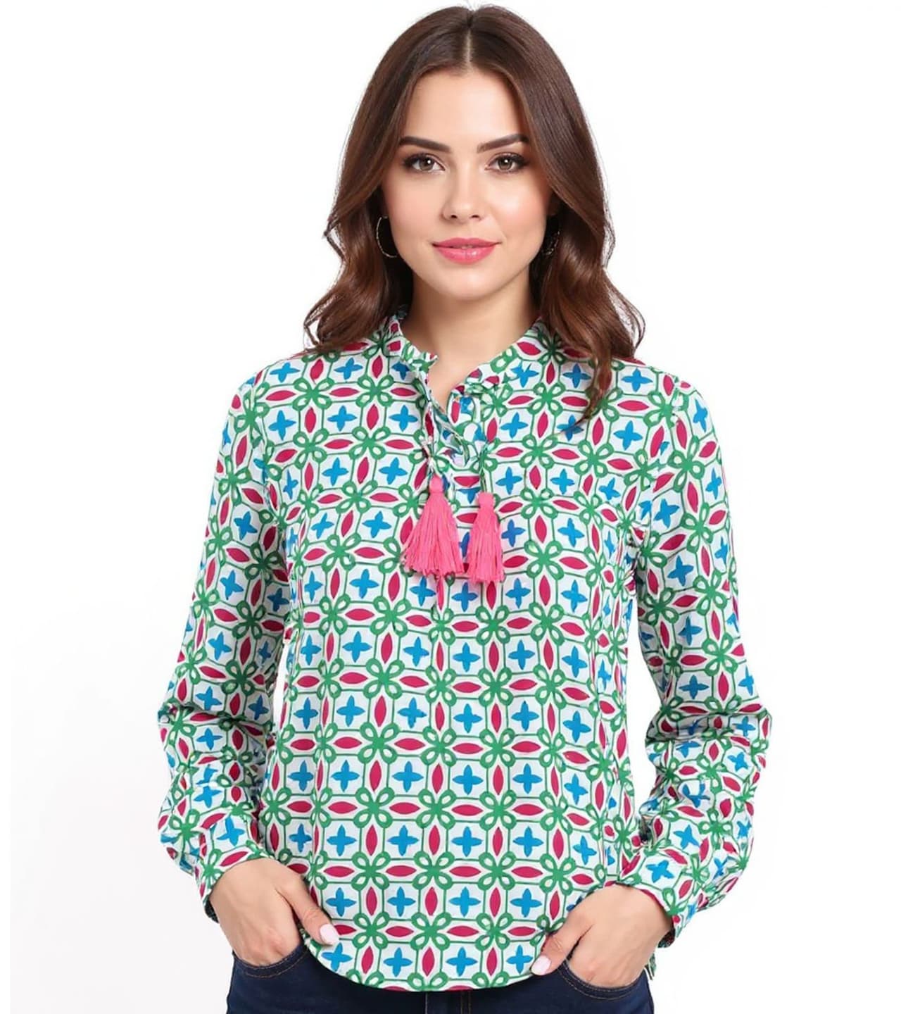 Zwillingsherz Blusa de verano para mujer Stargazing con estrellas Blanco/Azul/Rosa/Verde