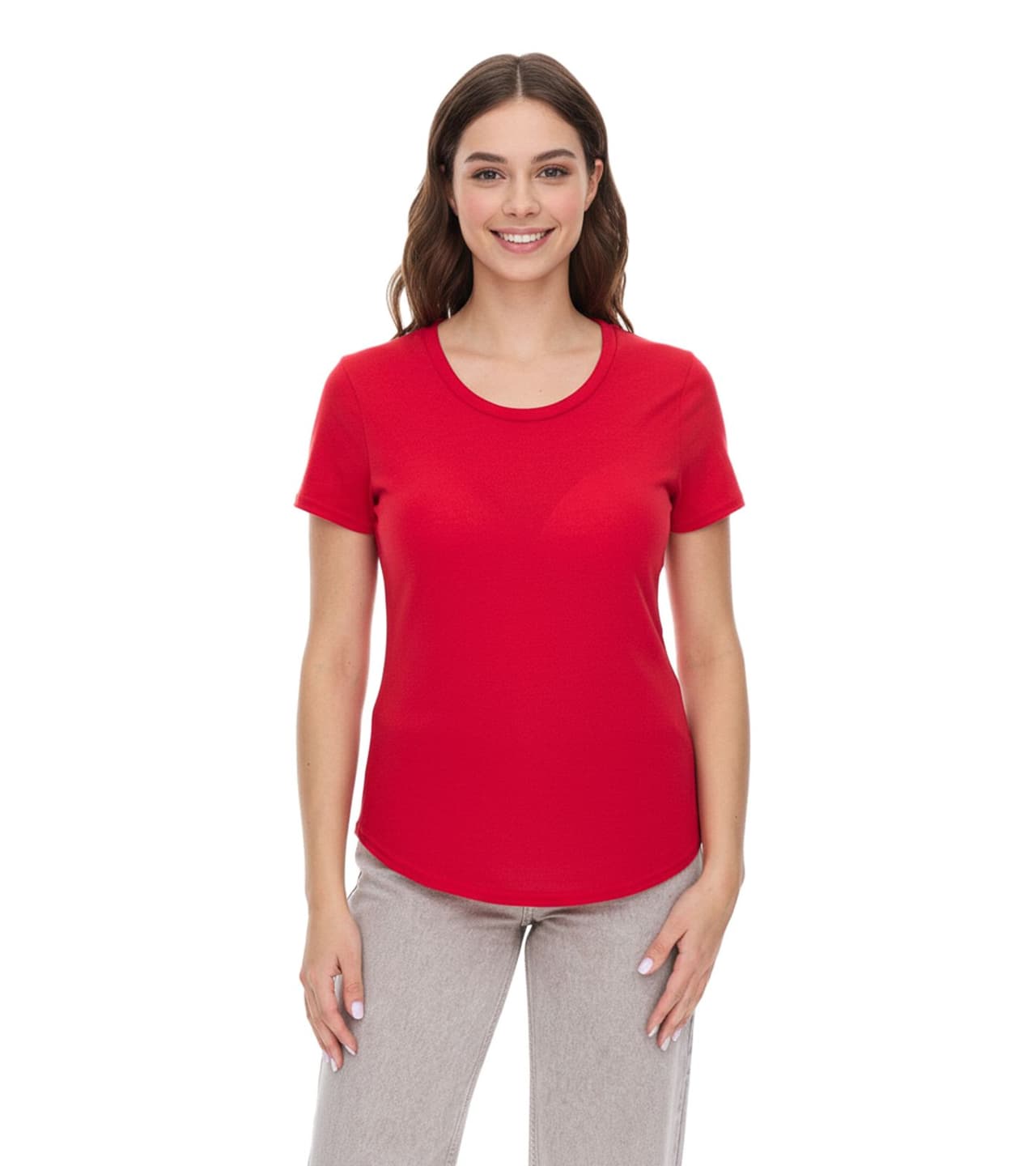 Elevate Camiseta de mujer Jade, camiseta sostenible de manga corta, 160 g/m², camiseta básica, camiseta interior, Rojo