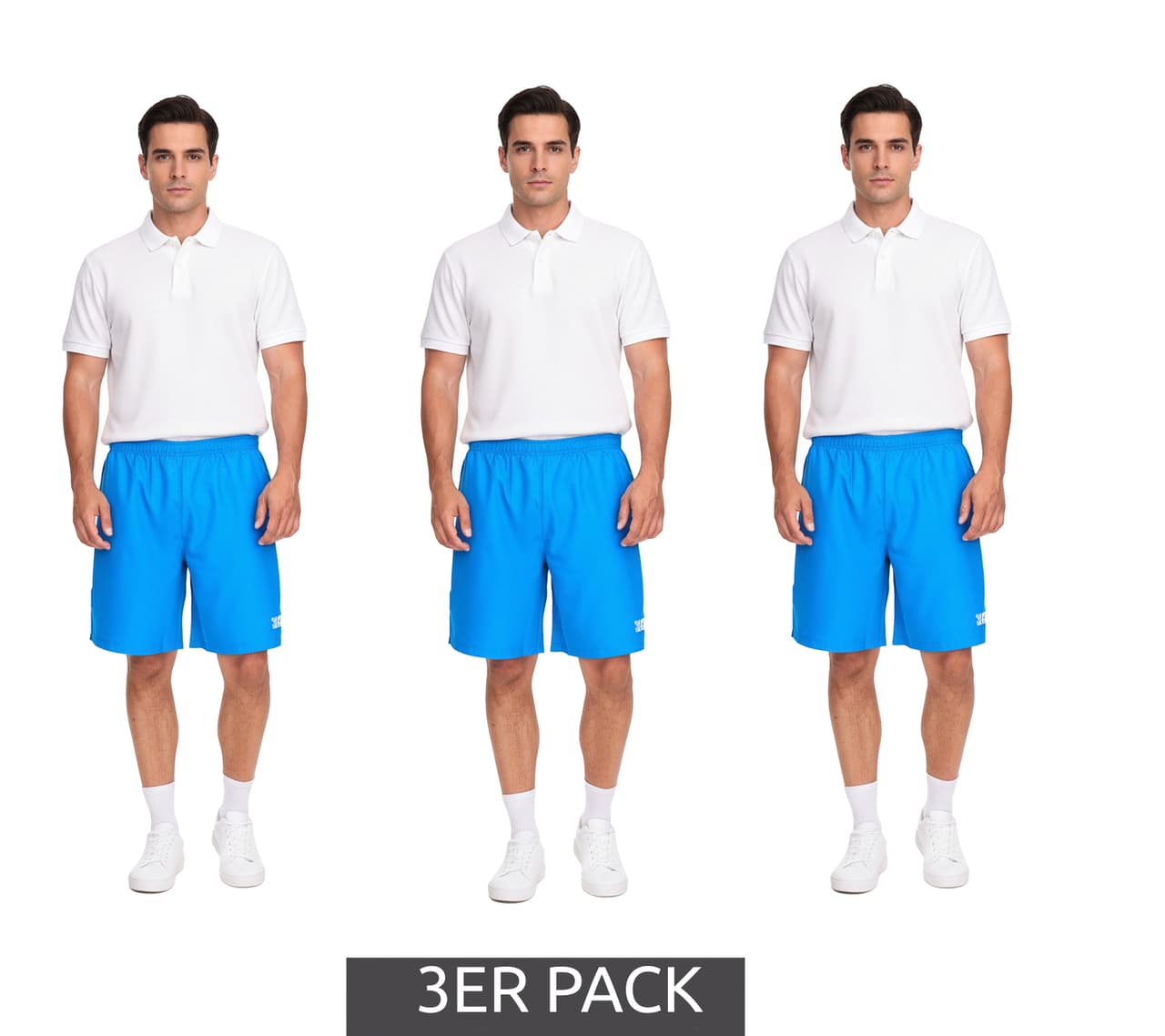 Outfitter Pack de 3 pantalones cortos de entrenamiento OCEAN FABRICS para hombre, pantalones deportivos sostenibles Tahi Match Azul