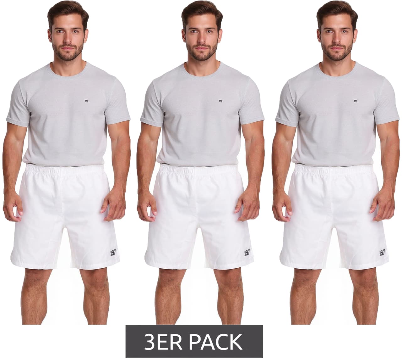 Outfitter Pack de 3 pantalones cortos de entrenamiento OCEAN FABRICS para hombre, pantalones deportivos sostenibles Tahi Match Blanco
