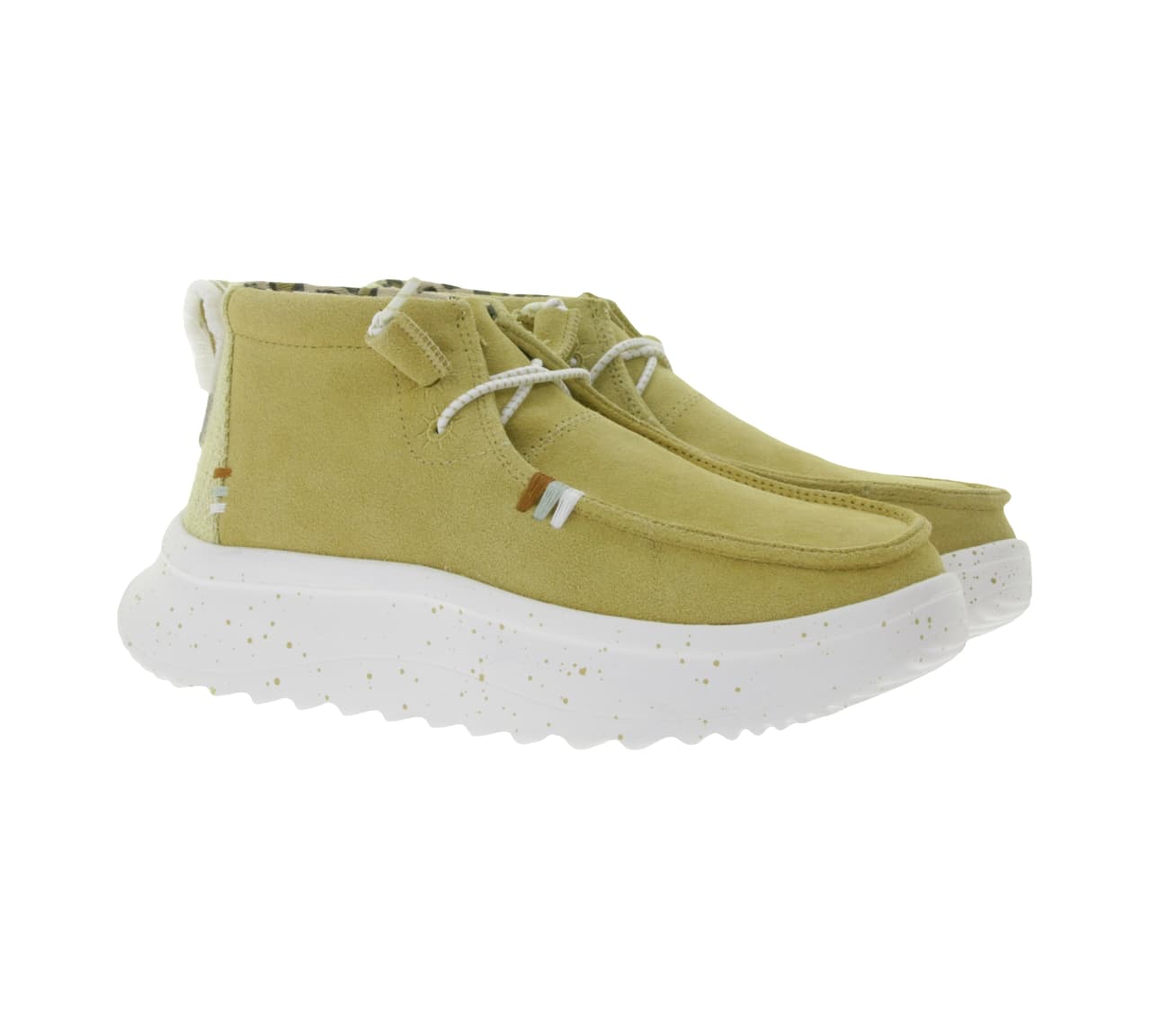 HEY DUDE Botines sin cordones estilo mocasín Wendy Peak para mujer con plantilla extraíble y piel auténtica (40411-265), color beige