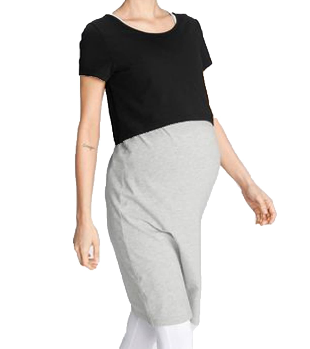 neun 9 monate nine 9 meses vestido premamá de mujer vestido de algodón con camiseta gris/negro