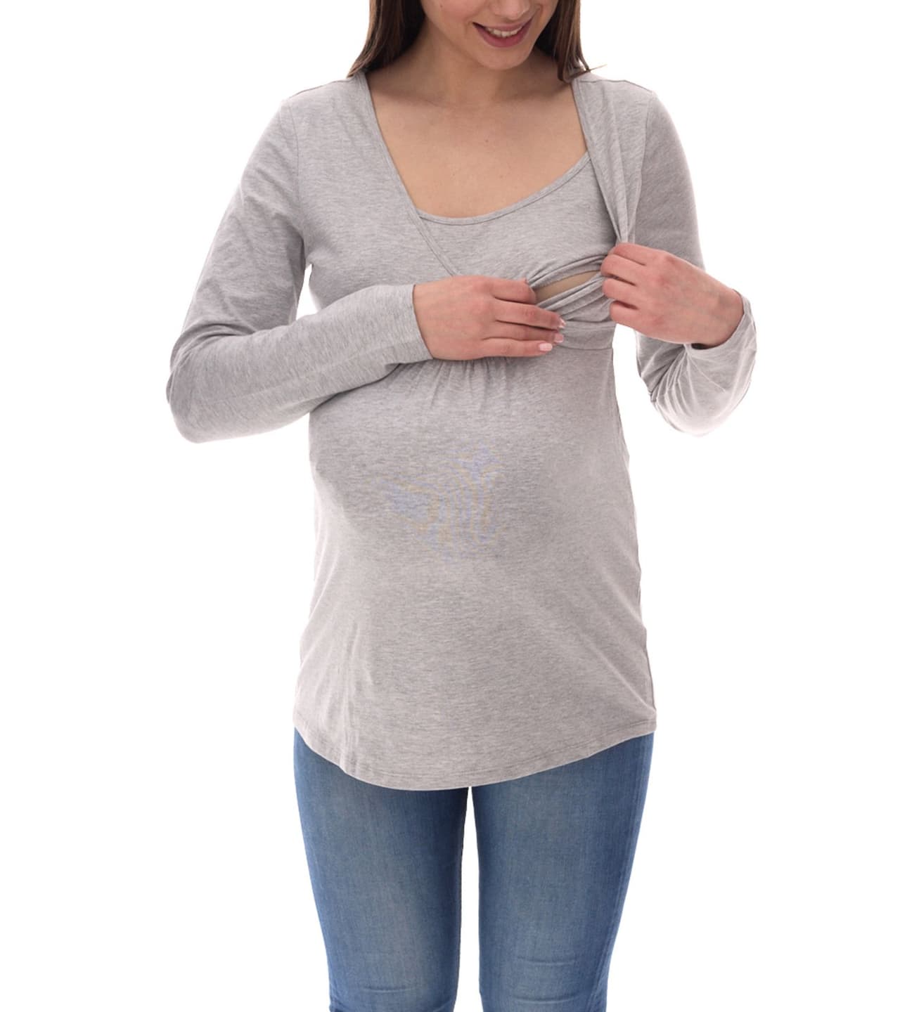 neun 9 monate Camisa de maternidad sencilla para mujer de nueve meses y nueve meses, moda gris