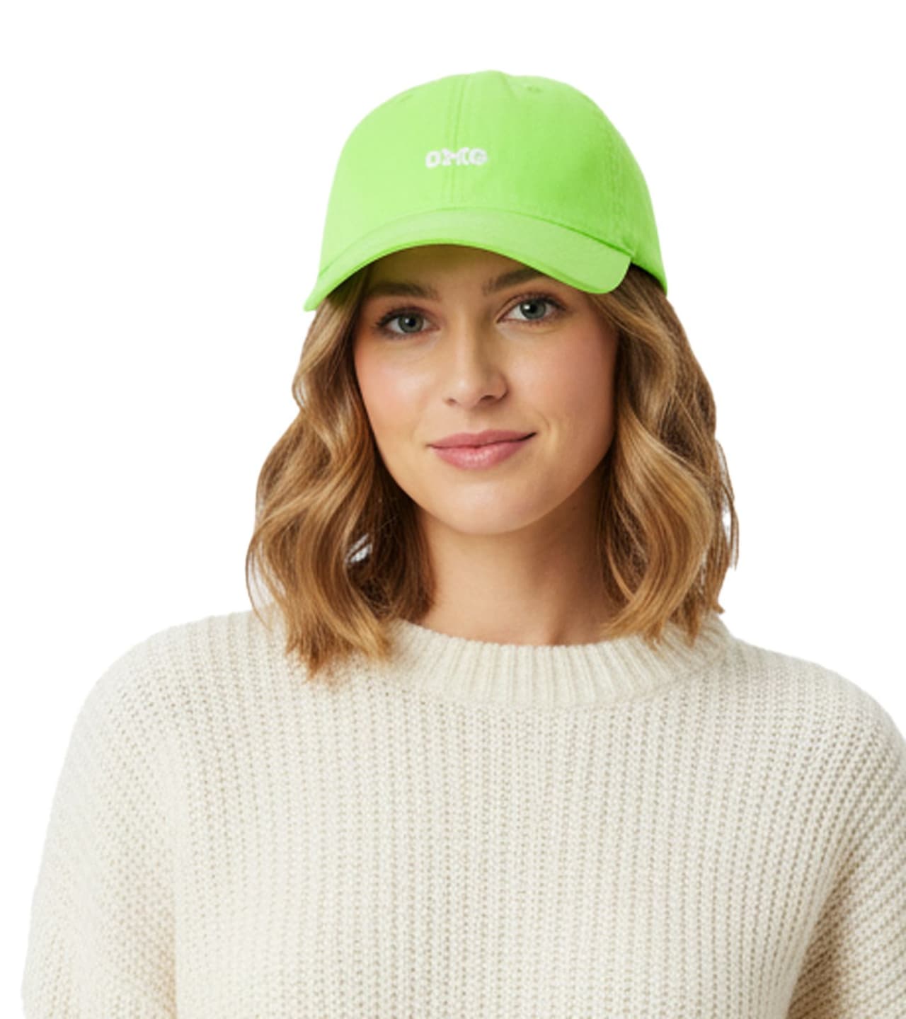 Zwillingsherz Gorra de béisbol clásica OMG con bordado OMG, de algodón, visera ajustable, Verde Neón