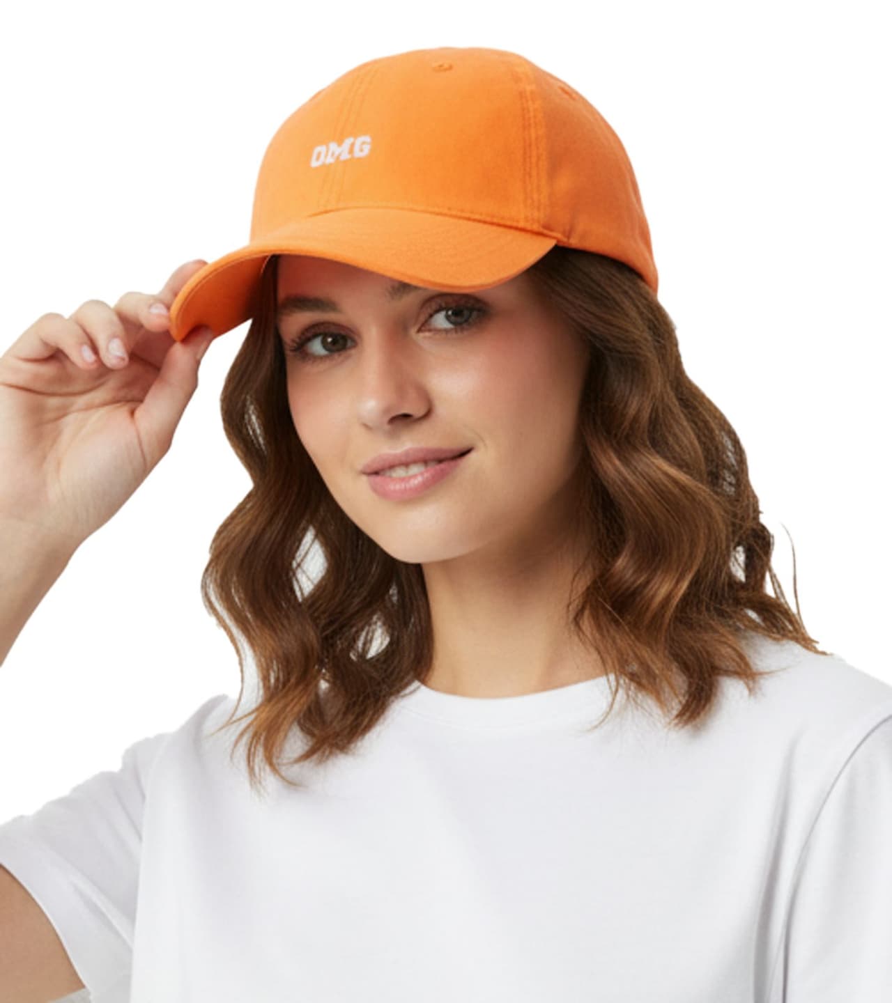 Zwillingsherz Gorra clásica de béisbol OMG con corazones gemelos luminosos y bordado OMG, de algodón, visera ajustable, Naranja neón