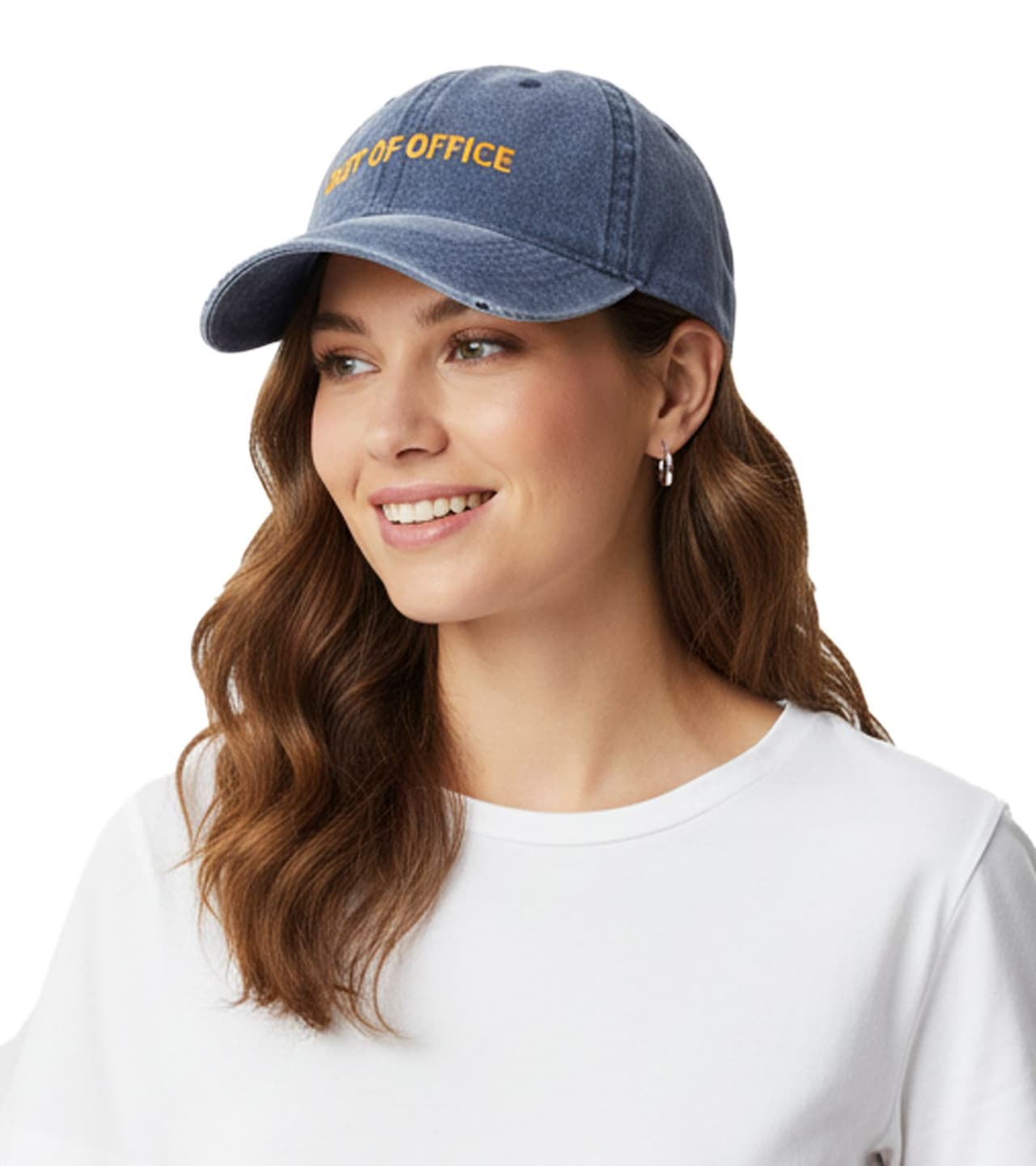 Zwillingsherz Gorra de béisbol clásica con la inscripción "OUT OF OFFICE", de algodón, visera ajustable, Azul marino