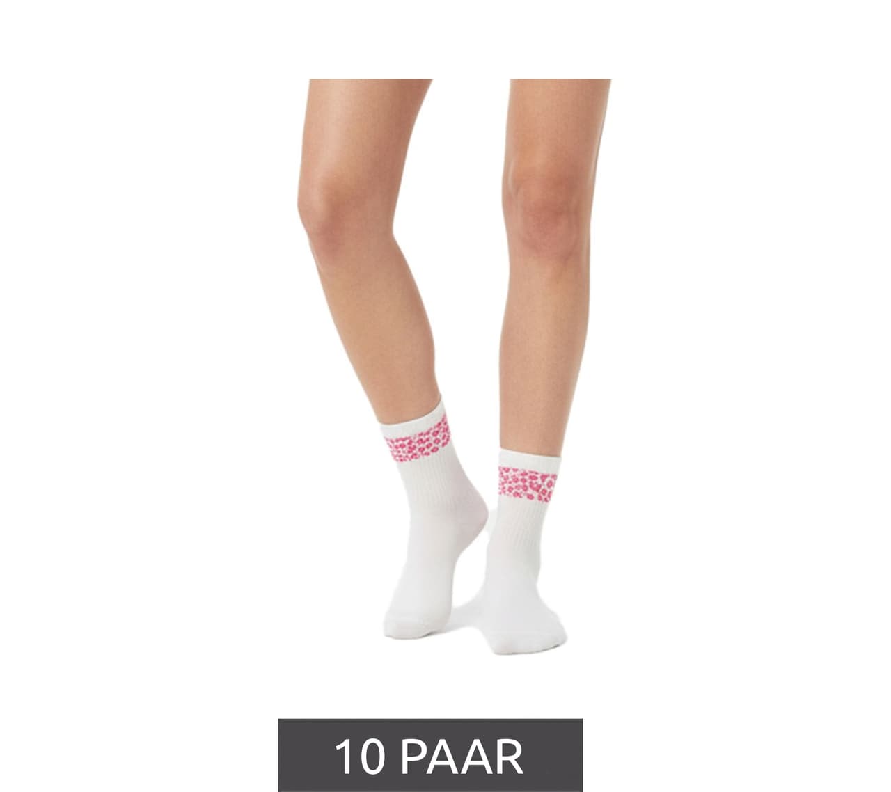 Zwillingsherz pares de calcetines de tenis cómodos para mujer con estampado de leopardo - Calcetines para uso diario - Calcetines de algodón Blanco/Rosa