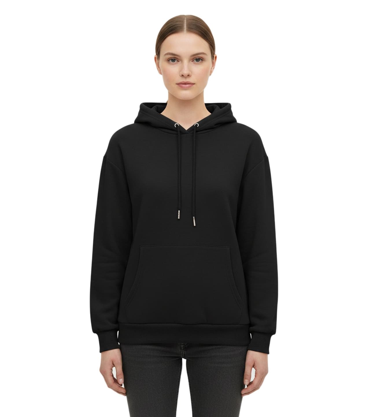 Zwillingsherz Sudadera con capucha y bolsillo para mujer, 46093-3, color negro