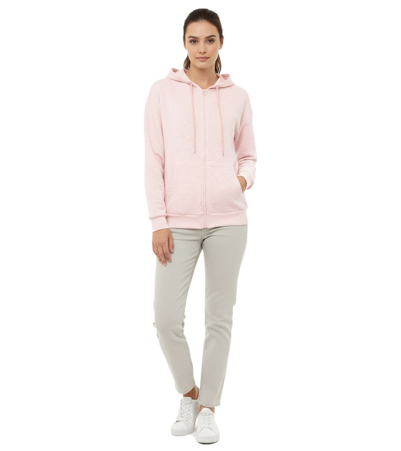 Zwillingsherz Sudadera con capucha y cremallera para mujer Rosa
