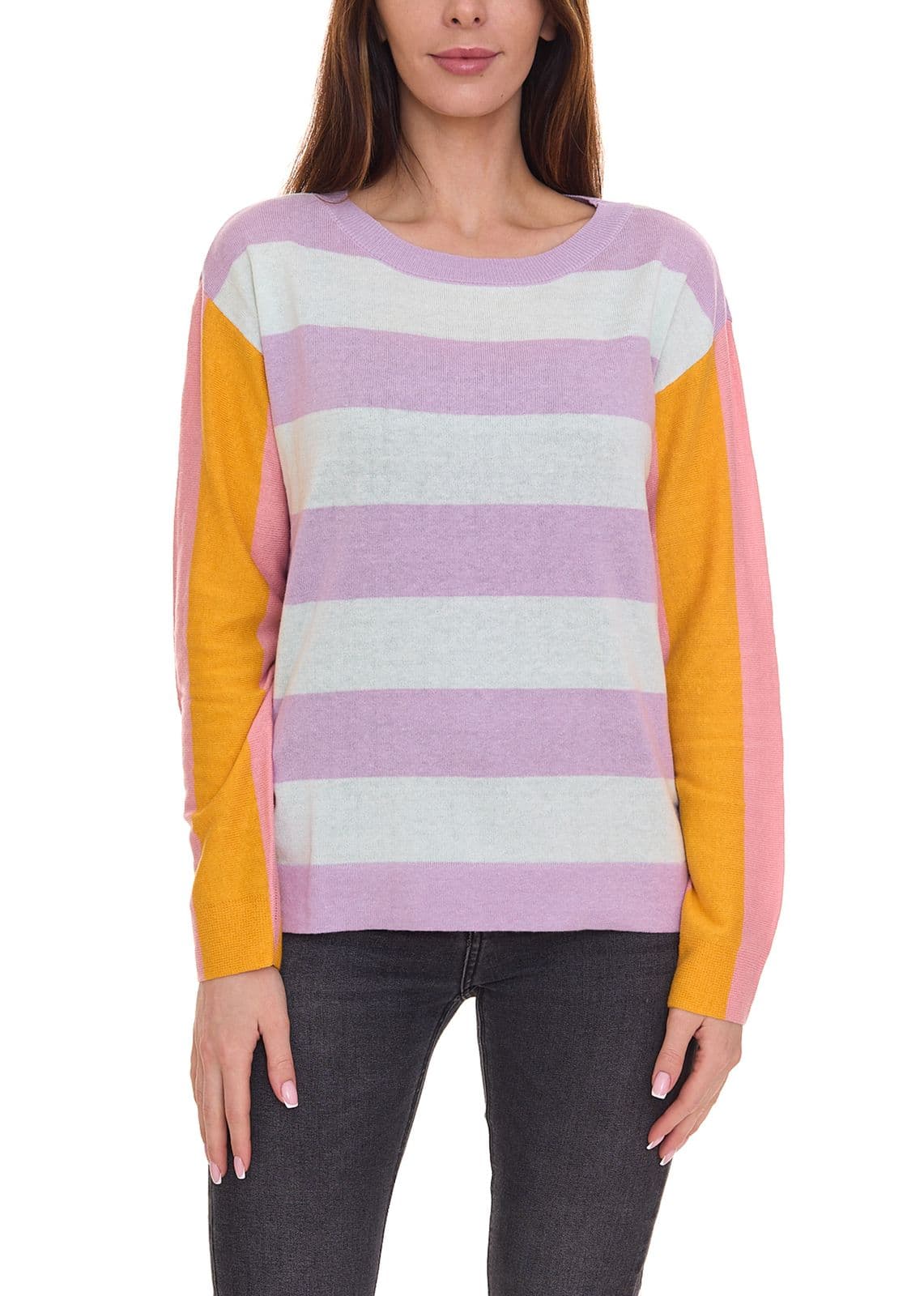 Aniston CASUAL suéter elegante jersey de punto para mujer con aspecto de bloques de color violeta/colorido