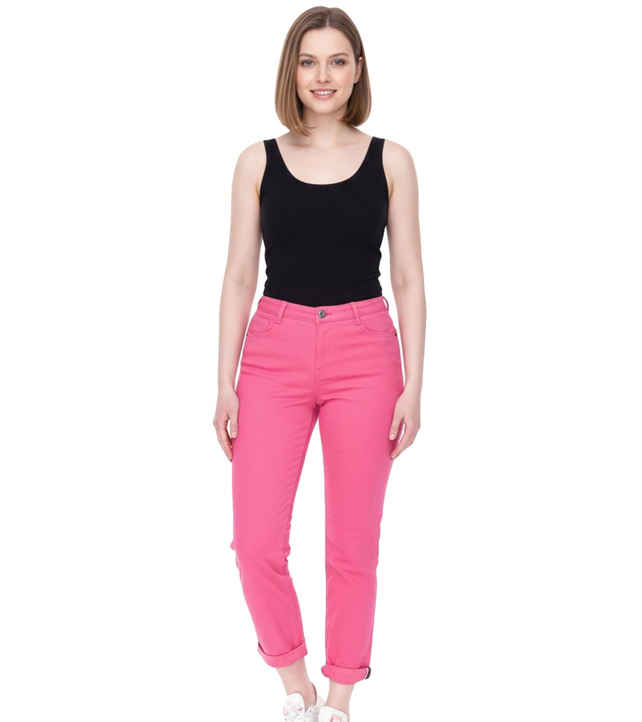 Alife And Kickin Pantalón de algodón para mujer con pantalón vaquero estilo 5 bolsillos rosa