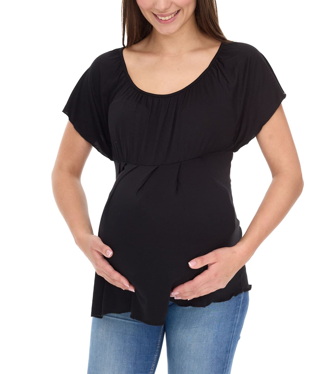 neun 9 monate Camiseta de embarazo sencilla para mujer de nueve meses, moda premamá negra