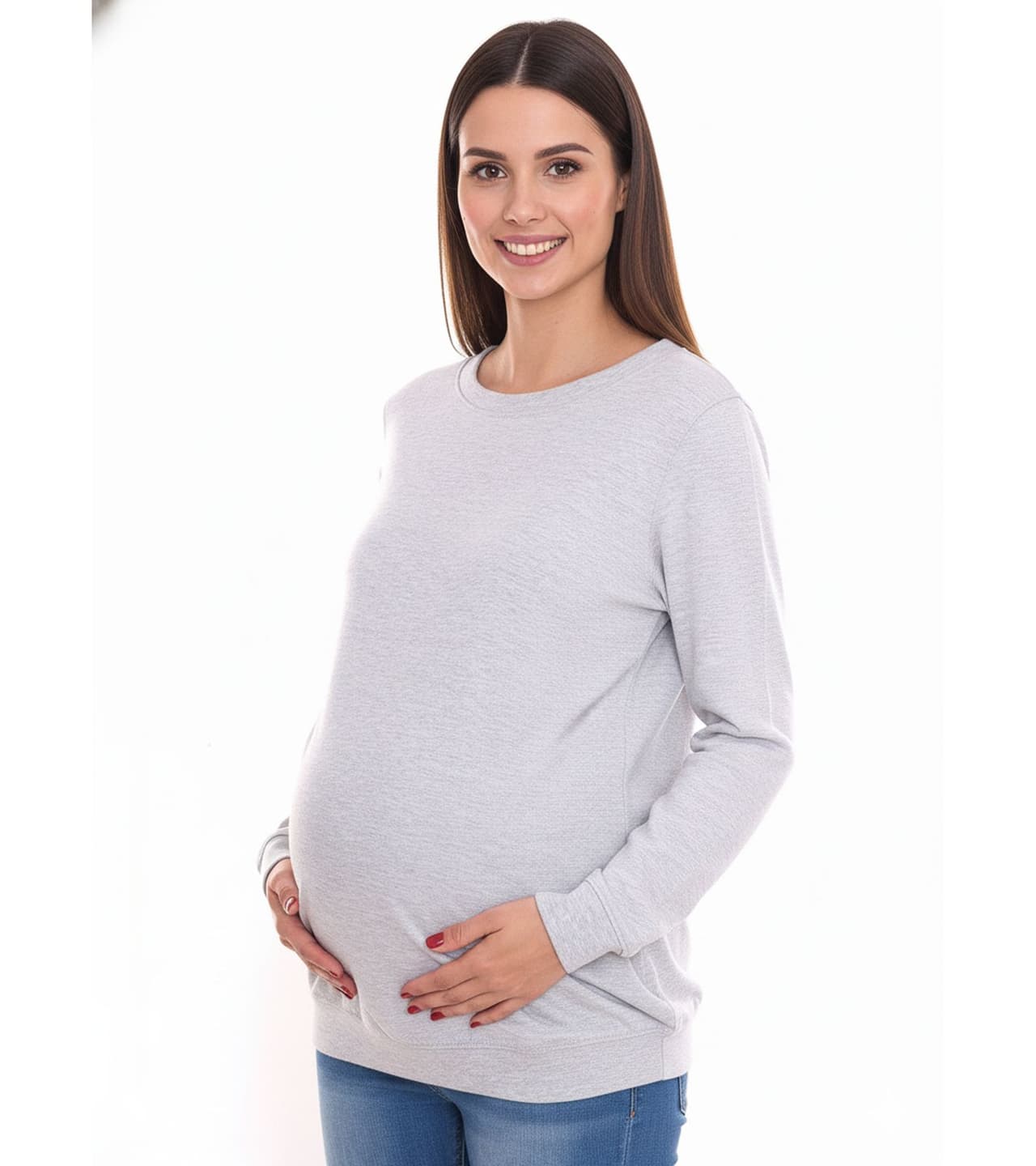 neun 9 monate nueve 9 meses camisa de embarazo simple para mujer moda de maternidad gris