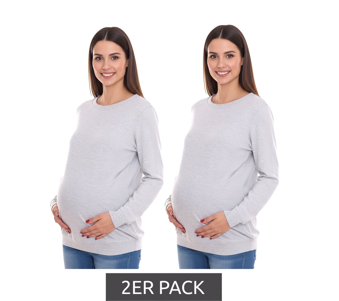 neun 9 monate Pack de 2 camisas de embarazo sencillas para mujer de nueve 9 meses moda premamá gris