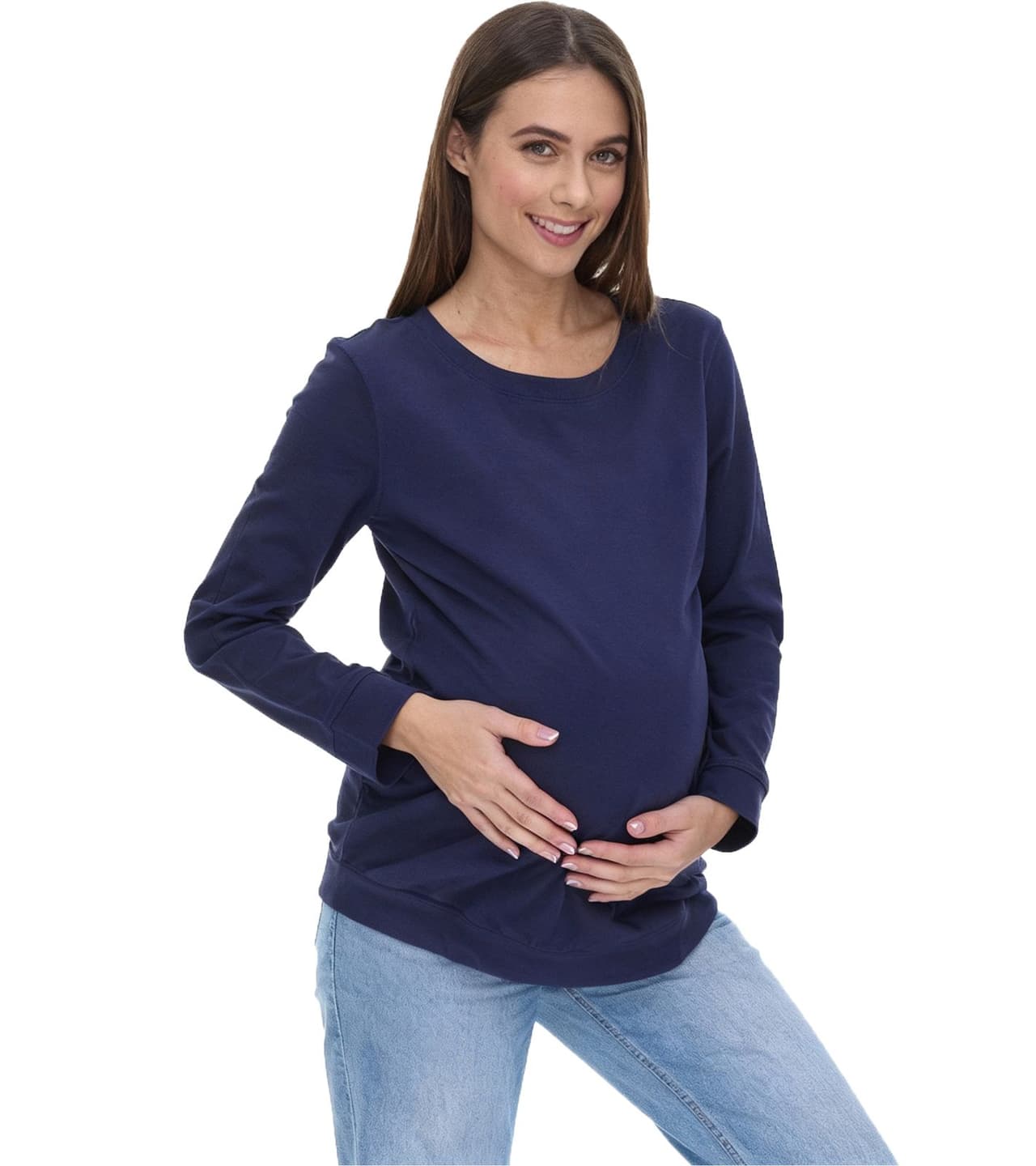 neun 9 monate nueve 9 meses camisa de embarazo simple para mujer moda premamá azul oscuro