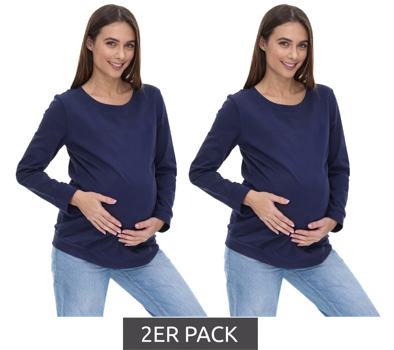 neun 9 monate Pack de 2 camisetas premamá sencillas para mujer nine 9 meses moda premamá azul oscuro