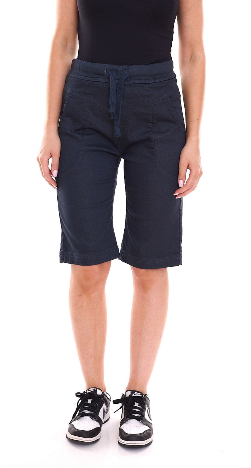 Please Short de mujer de tela con lazos Bermuda Marino