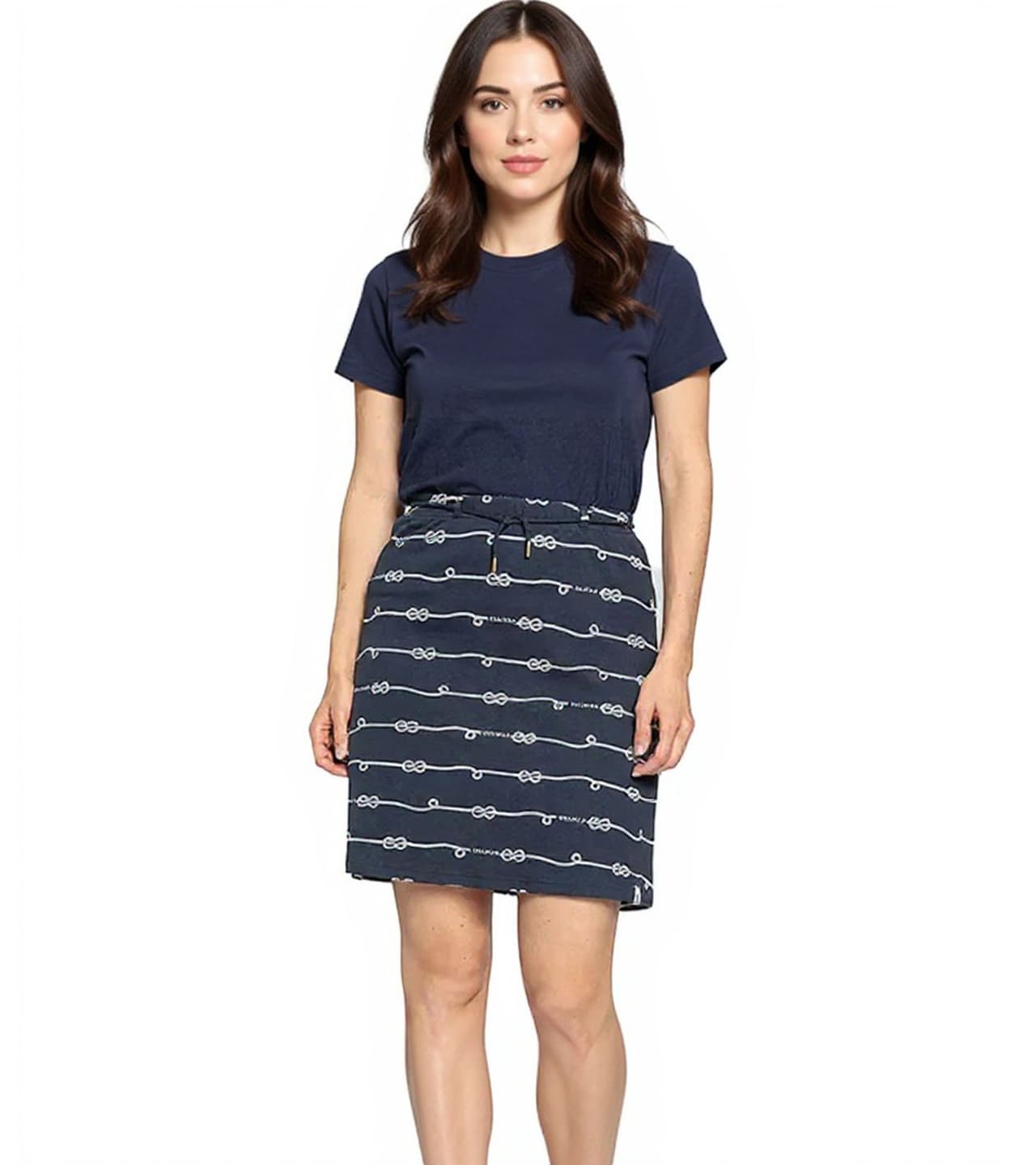 Delmao Minifalda para mujer, falda de verano sostenible de algodón puro, Azul oscuro