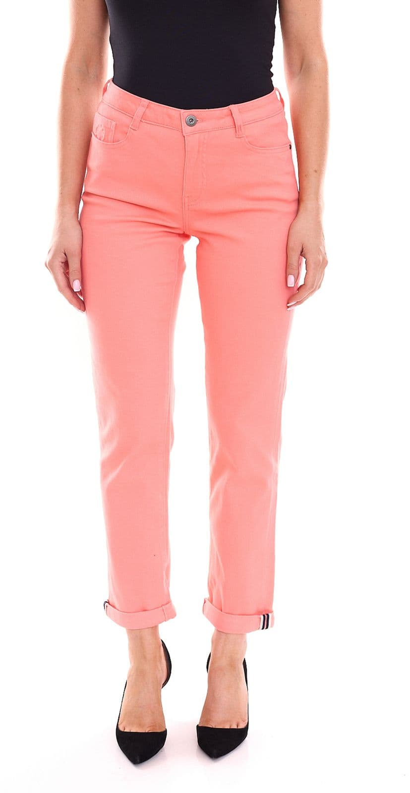 Alife And Kickin Pantalón de algodón para mujer con estilo vaquero de 5 bolsillos rosa