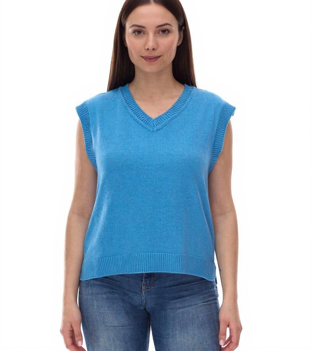 Alife And Kickin AudraAK Camisa de verano de punto con cuello en V para mujer Azul