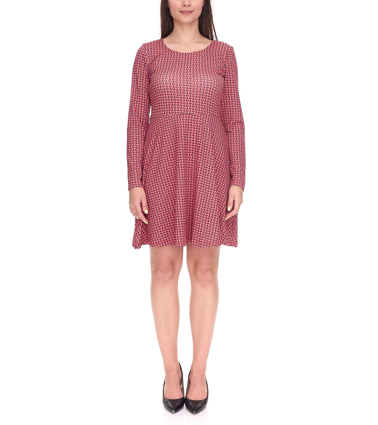 Aniston Minivestido CASUAL para mujer, elegante vestido de verano, manga larga, Rosa/Negro/Rojo