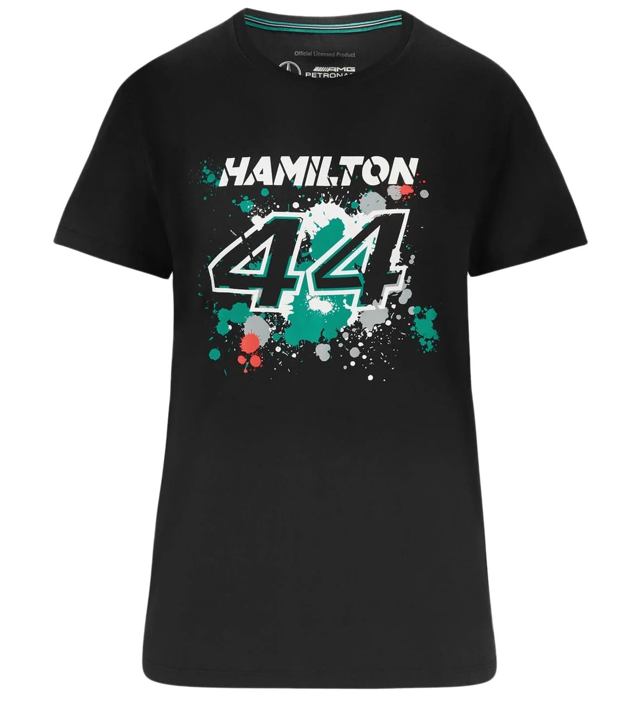 Mercedes-Benz Camiseta de mujer AMG Petronas F1 Lewis con inscripción Lewis Hamilton 44 Camisa de algodón Negro