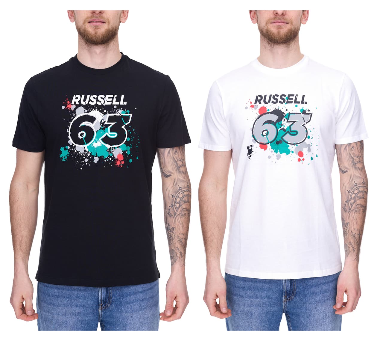 Mercedes-Benz AMG Petronas F1 MAPF1 FW George #63 Camisa de algodón para hombre con estampado de George Russel y cuello redondo Negro o blanco