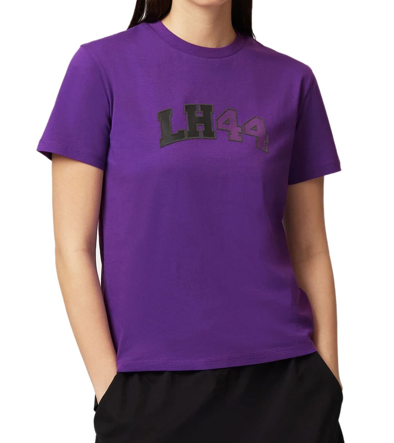 Mercedes-Benz Camiseta de mujer con el logotipo de AMG Petronas F1 y la inscripción "LH 44" Camisa de algodón Violeta