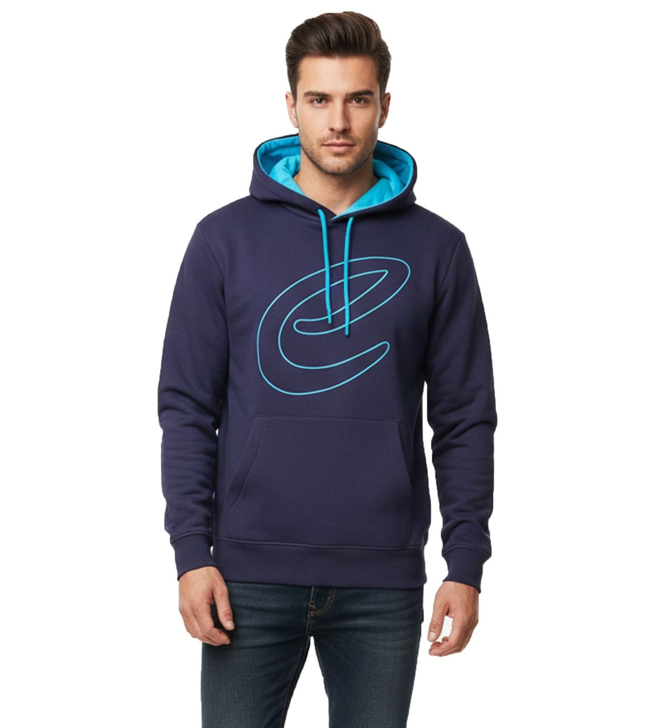 Formula E Sudadera con capucha y manga larga para hombre de ideal para aficionados al motor. Artículo Azul oscuro.