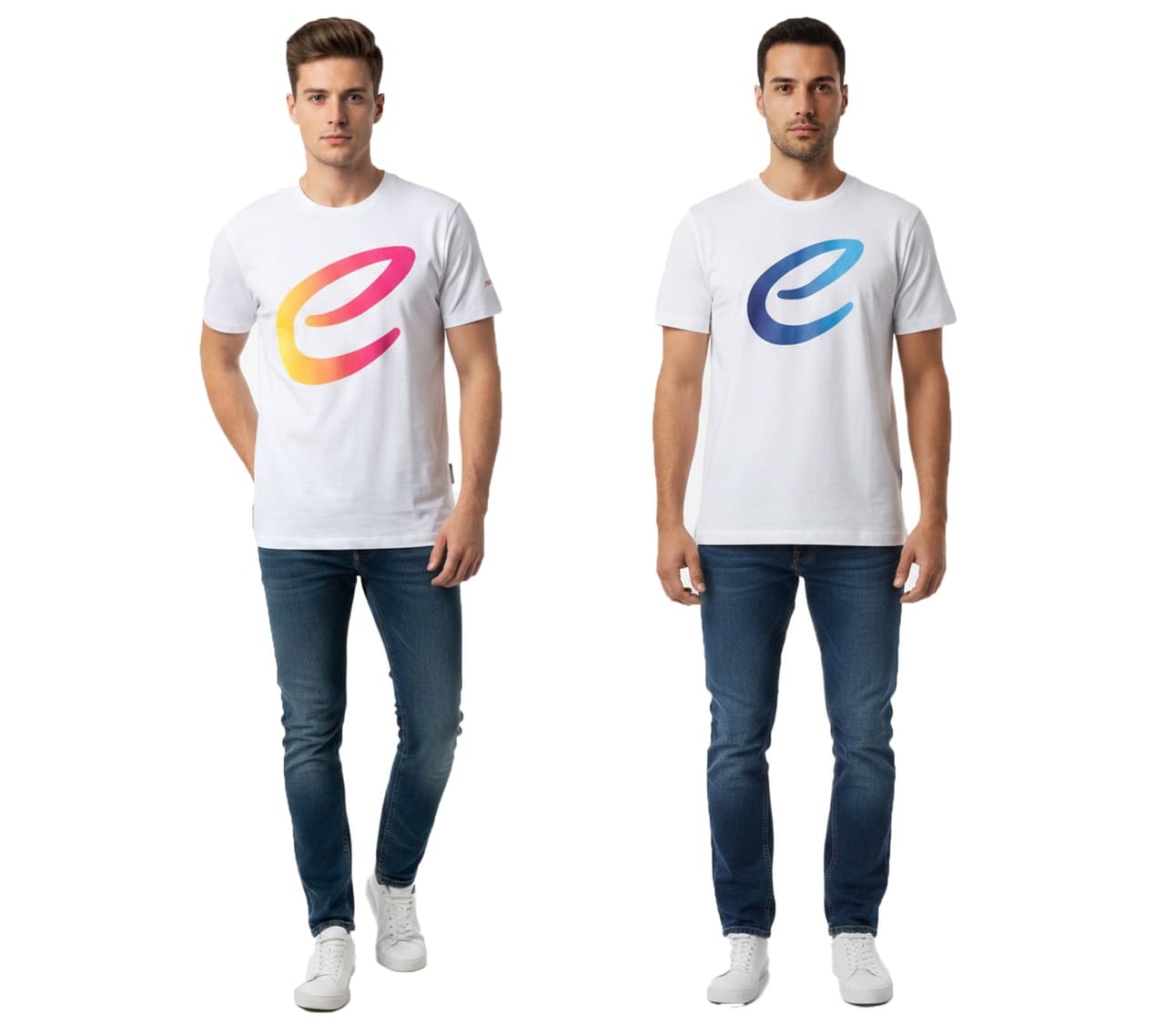 Formula E Camiseta de para hombre, de algodón con el logotipo de a todo color, ideal para el verano (701223579), disponible en blanco/azul o blanco/rosa/amarillo.