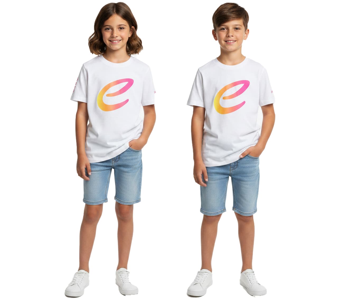 Formula E Camiseta infantil de manga corta de algodón sostenible, con logo (701223593 001) Blanco/Rosa/Amarillo