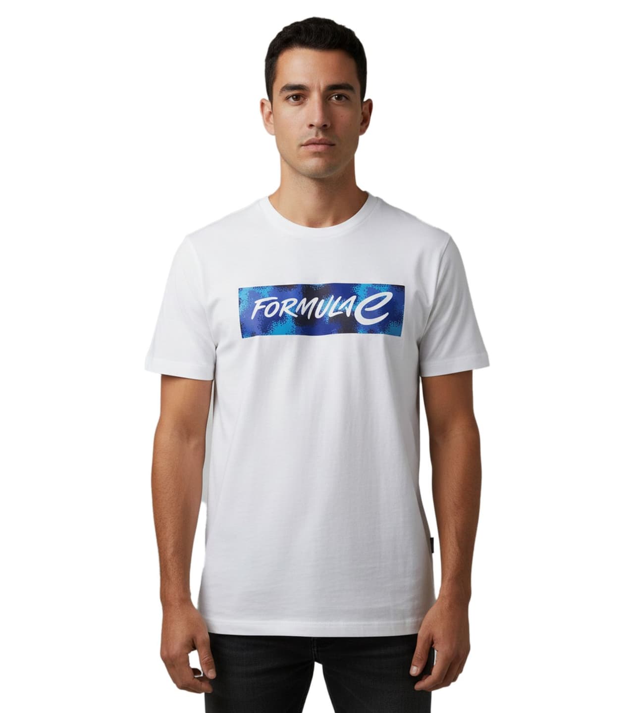 Formula E Camiseta para hombre, de algodón con estampado de camuflaje y logo ideal para el verano (701223604 001, blanca)