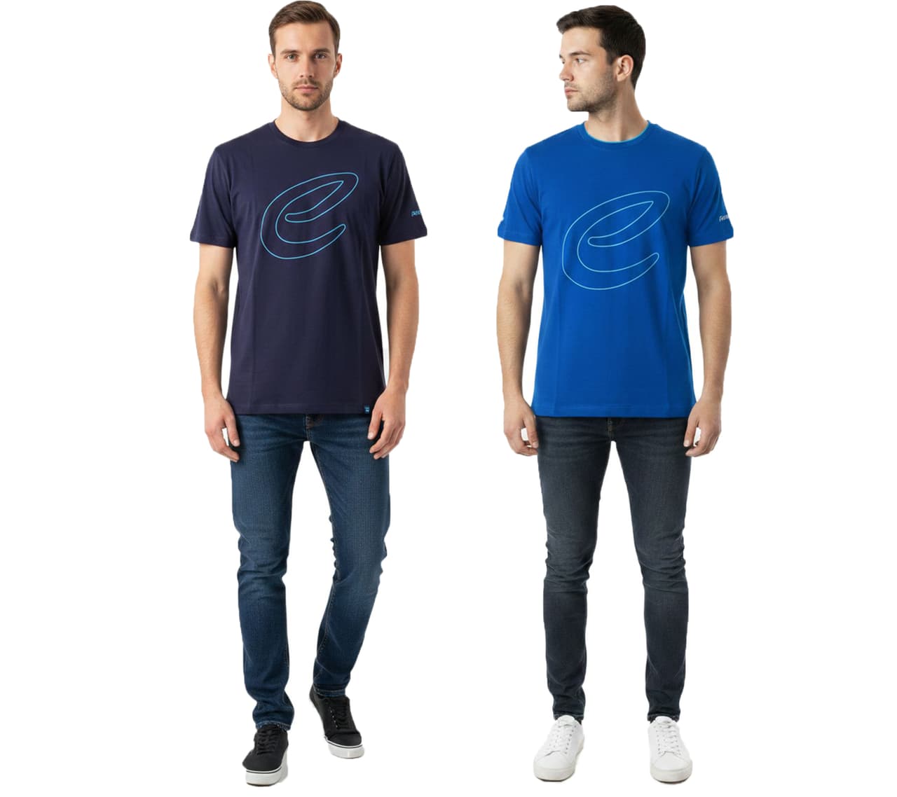 Formula E Camiseta elegante de para hombre, de algodón sostenible con logo de ideal para el verano. Modelo 701223608. Disponible en azul o azul oscuro.