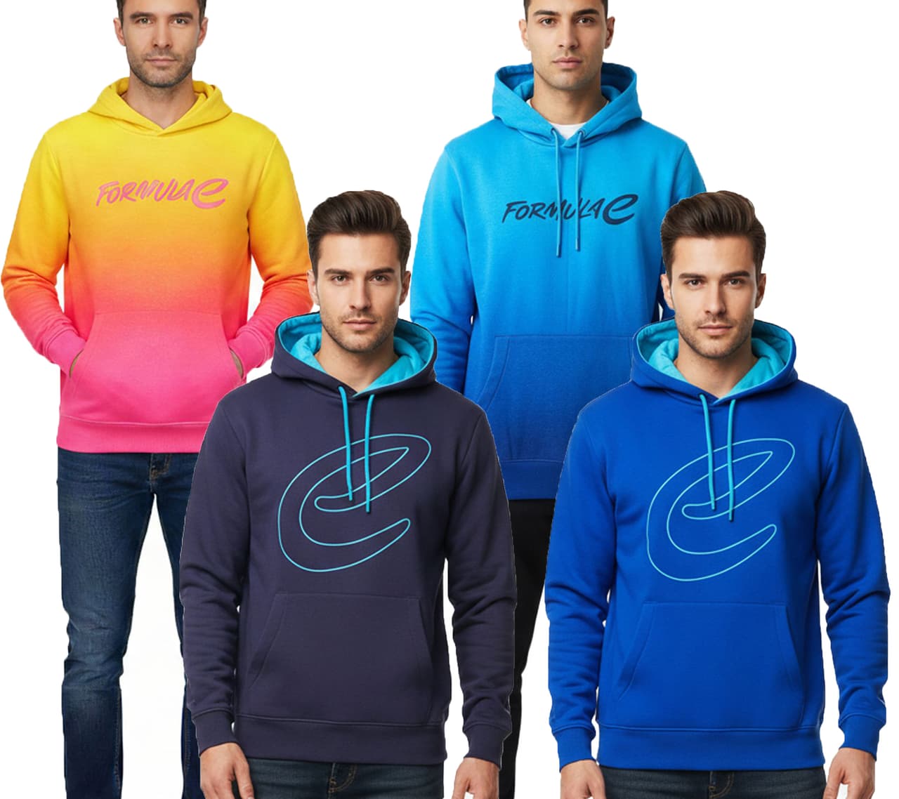 Formula E Sudadera con capucha de para hombre, camiseta de manga larga, artículo para aficionados al automovilismo, de algodón, azul o multicolor