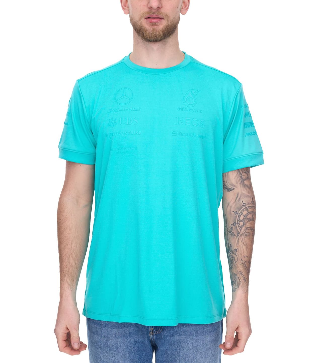 Mercedes-Benz AMG Petronas F1 Camiseta de hombre de manga corta camisa de verano turquesa