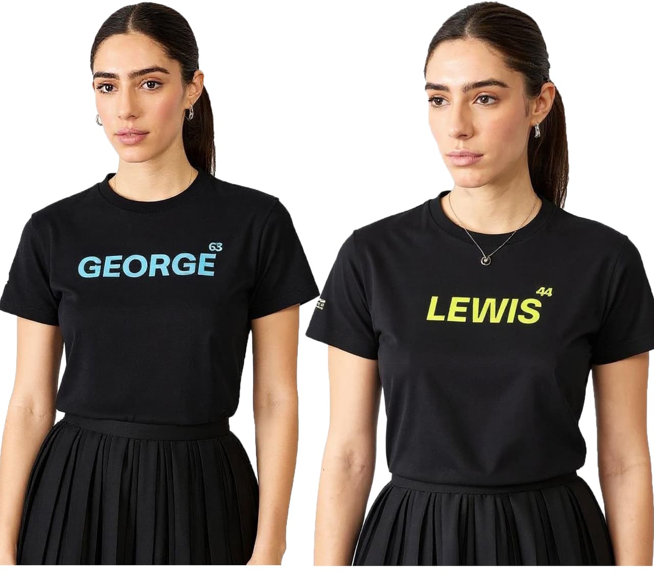 Mercedes-Benz Camiseta AMG Petronas F1 MAPF para mujer, de algodón, manga corta, 70122712 George Russell o Lewis Hamilton, color negro