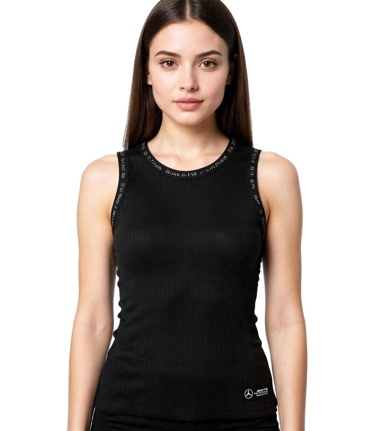 Mercedes-Benz Camiseta de tirantes AMG Petronas F1 para mujer, algodón, camiseta de automovilismo, 701225451 negra