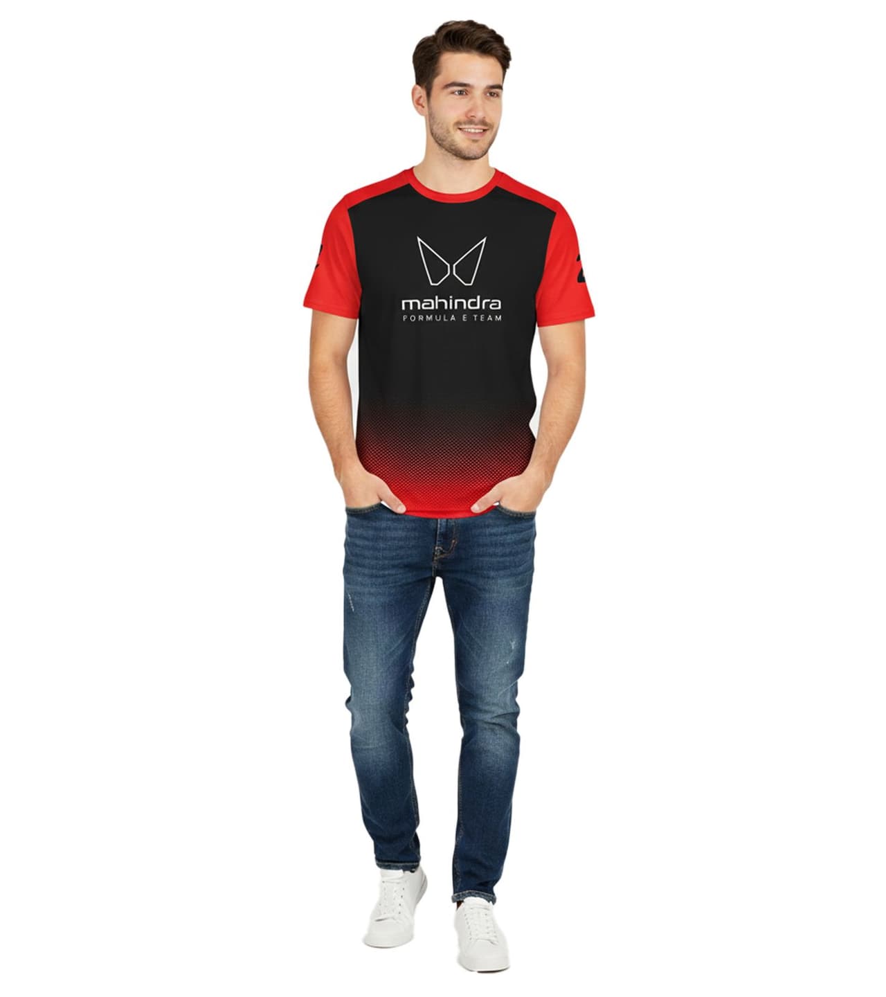 Formula E Camiseta deportiva de cuello redondo para hombre Mahindra Racing de color negro/rojo (701229002 001)