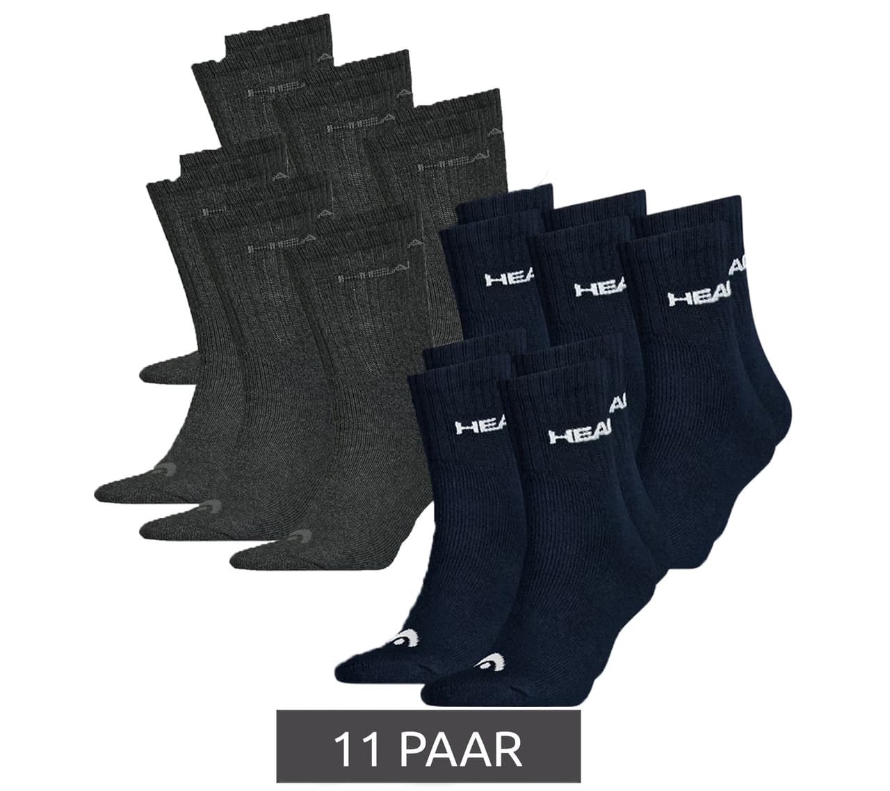 Head pares de calcetines deportivos para hombre y mujer, calcetines de entrenamiento, calcetines deportivos, Negro/Azul