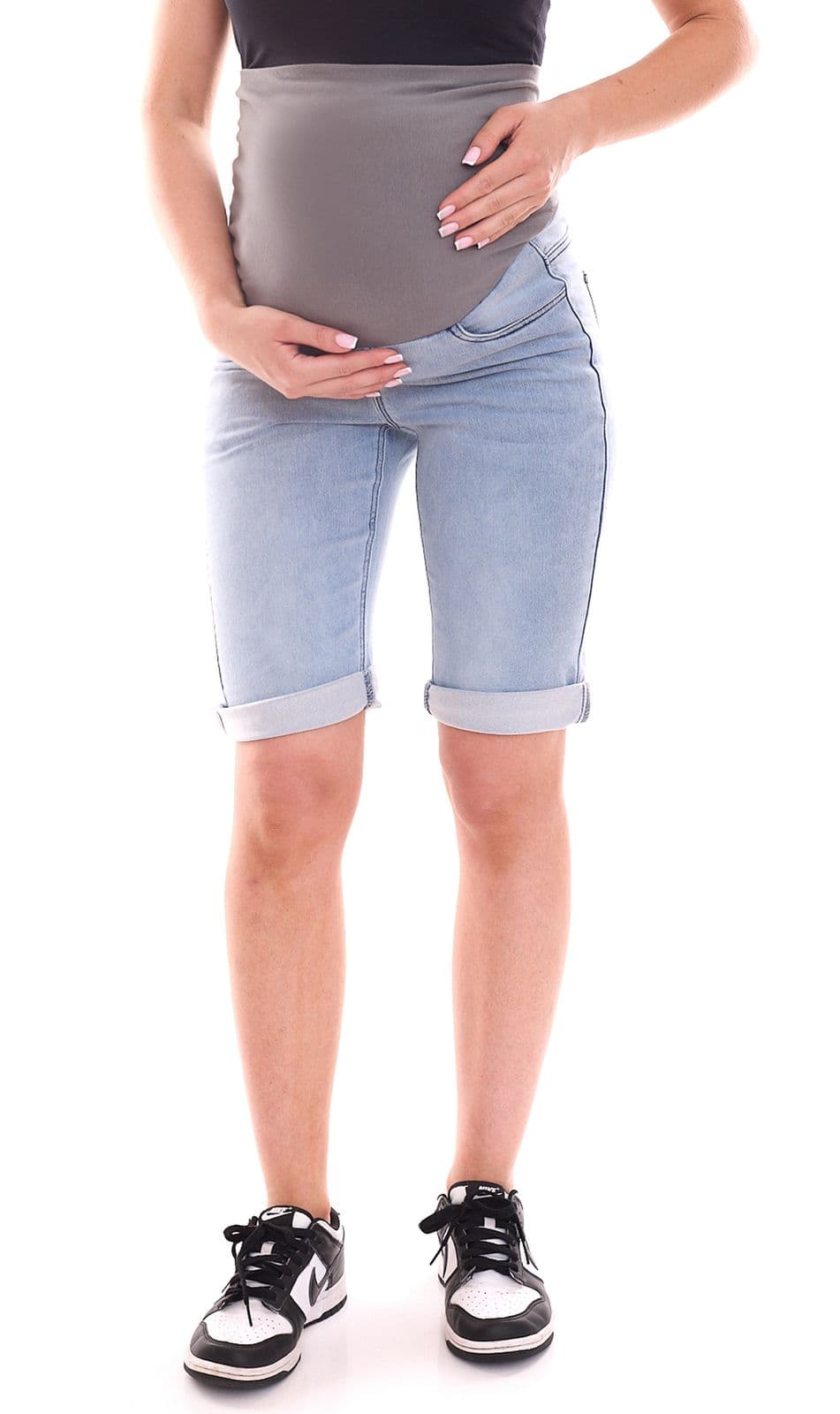 neun 9 monate nueve 9 meses pantalones cortos premamá para mujer cómodos pantalones cortos de embarazo pantalones cortos de verano azul/gris