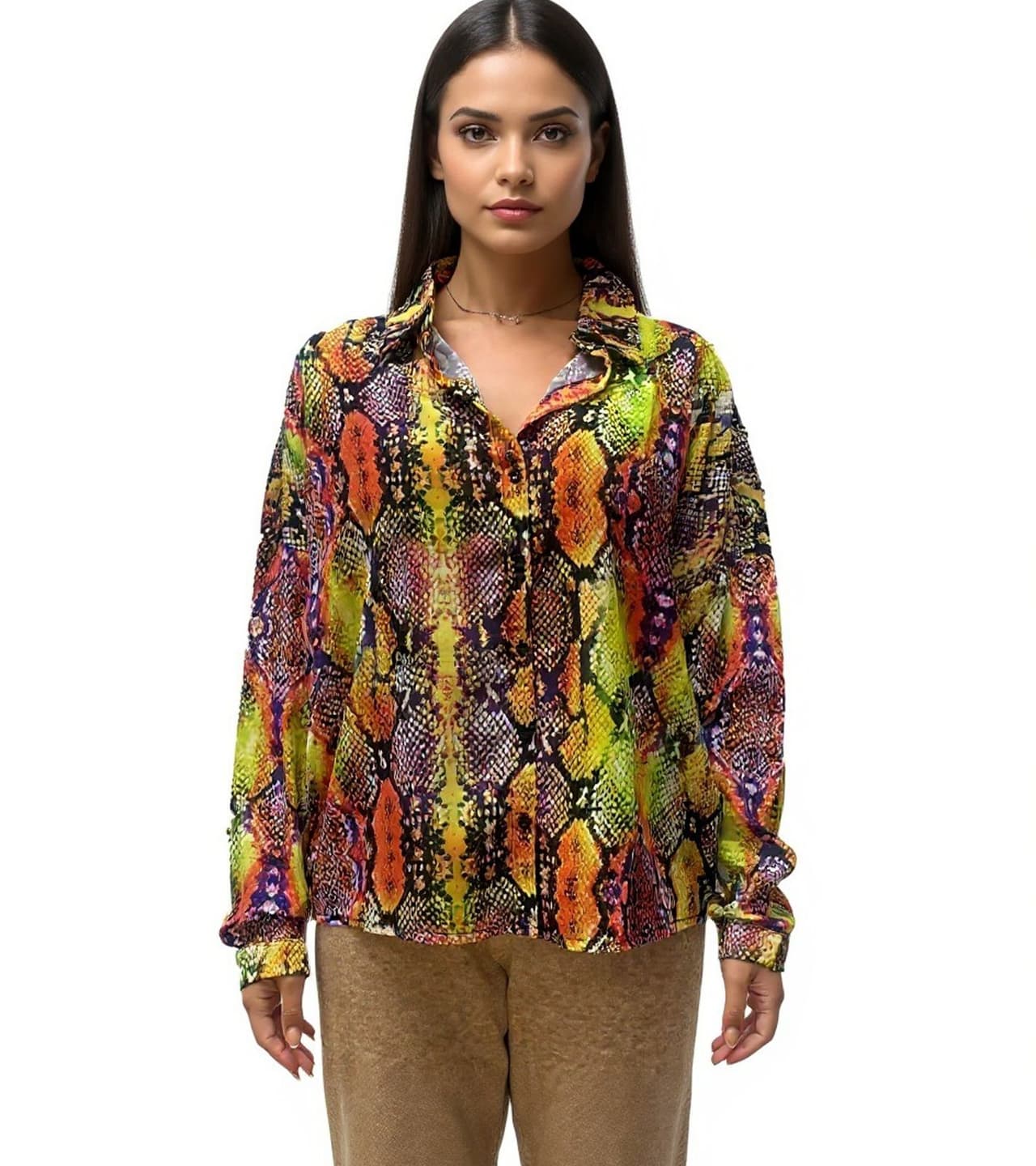 Aniston Blusa de verano informal para mujer diseño elegante, manga larga, 78337452, multicolor